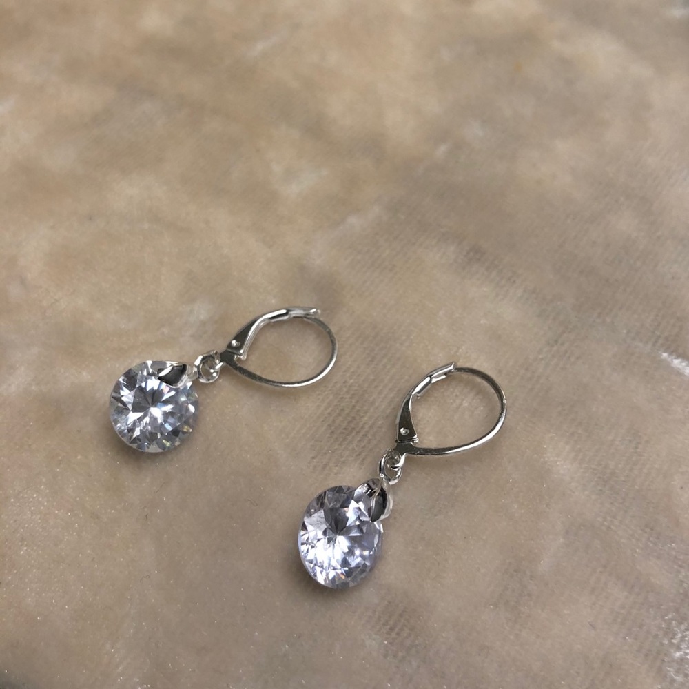 Silver Drop Earrings Crystal